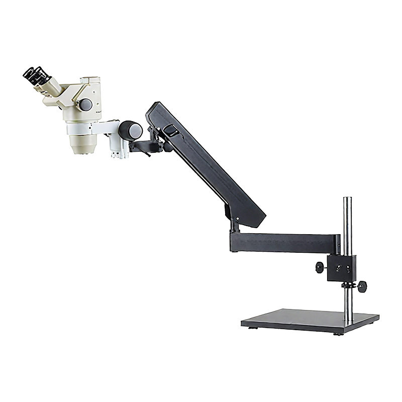 Trinocular Stereo Zoom Microscope with Floating Arm Boom Stand